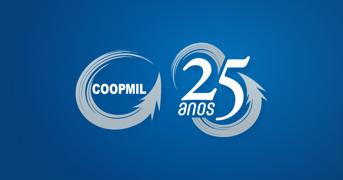Logotipo comemorativo da campanha Coopmil 25 anos